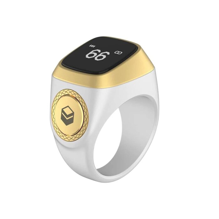 Smart Tasbih Zikr Ring. Designed By: iQIBLA Technology For Faith. التكنولوجيا من أجل الإيمان. This Zikr iQIBLA Ring is Waterproof "Water Resistant Smart Ring". and it has 3 Sizes: 18mm, 20mm, 22mm.