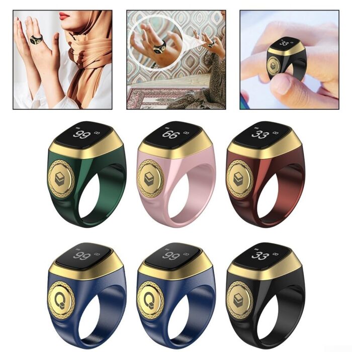 Smart Tasbih Zikr Ring. Designed By: iQIBLA Technology For Faith. التكنولوجيا من أجل الإيمان. This Zikr iQIBLA Ring is Waterproof "Water Resistant Smart Ring". and it has 3 Sizes: 18mm, 20mm, 22mm. - Image 2